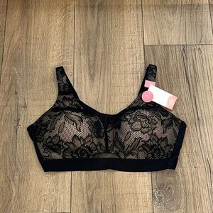 Cacique Bra 40C Lightly Lined Full Coverage No-Wire Black & Nude Comfort